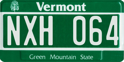 VT license plate NXH064