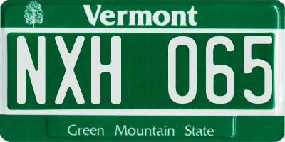 VT license plate NXH065
