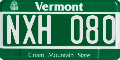 VT license plate NXH080