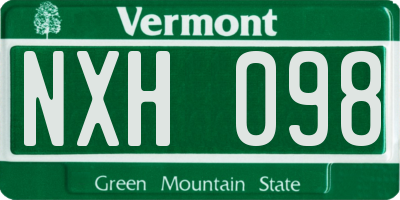 VT license plate NXH098