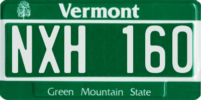 VT license plate NXH160