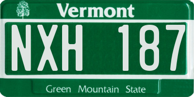 VT license plate NXH187