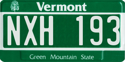 VT license plate NXH193