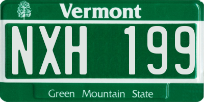 VT license plate NXH199