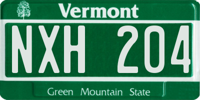 VT license plate NXH204