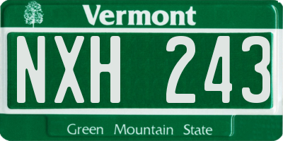 VT license plate NXH243