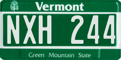VT license plate NXH244