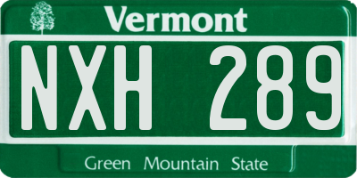 VT license plate NXH289
