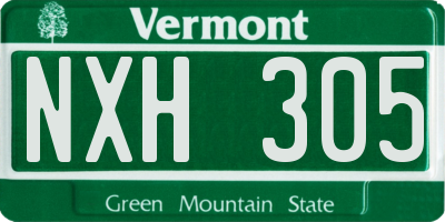 VT license plate NXH305