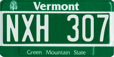 VT license plate NXH307