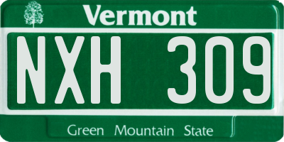 VT license plate NXH309
