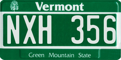 VT license plate NXH356