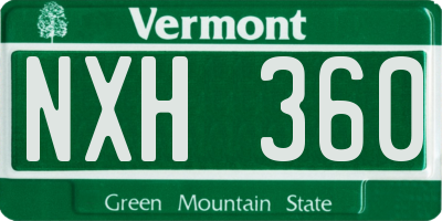 VT license plate NXH360