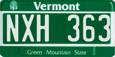 VT license plate NXH363