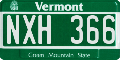 VT license plate NXH366