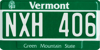 VT license plate NXH406