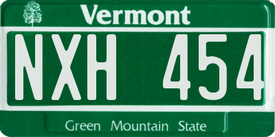 VT license plate NXH454