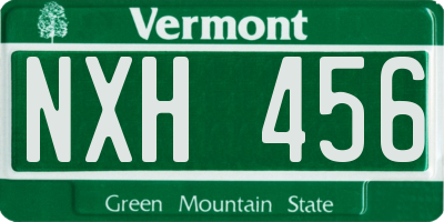 VT license plate NXH456