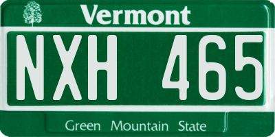 VT license plate NXH465