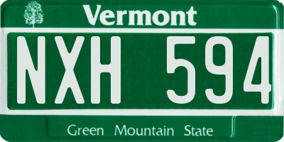 VT license plate NXH594