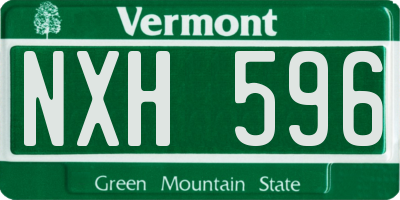 VT license plate NXH596