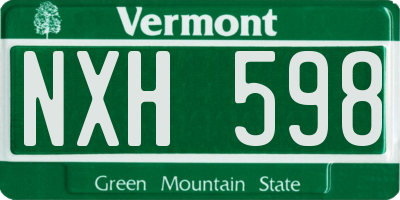 VT license plate NXH598