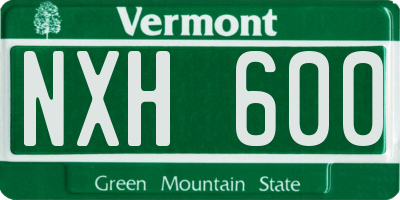 VT license plate NXH600