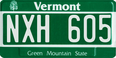 VT license plate NXH605
