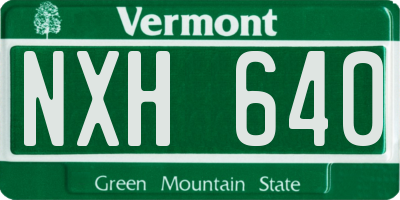 VT license plate NXH640
