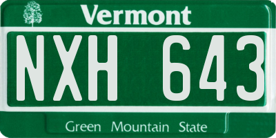 VT license plate NXH643