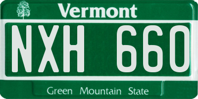 VT license plate NXH660