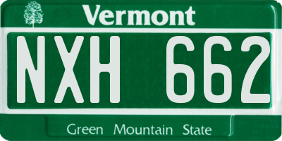VT license plate NXH662