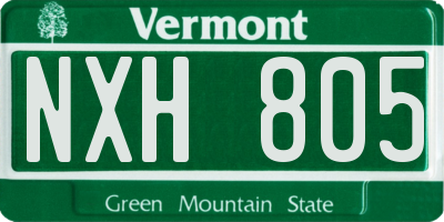 VT license plate NXH805
