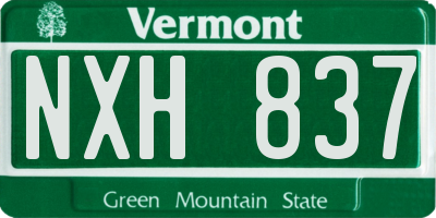 VT license plate NXH837