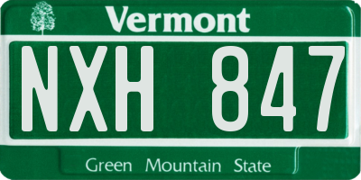 VT license plate NXH847