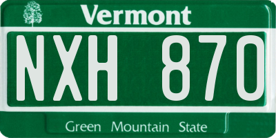 VT license plate NXH870