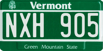 VT license plate NXH905