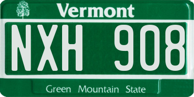 VT license plate NXH908