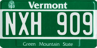 VT license plate NXH909