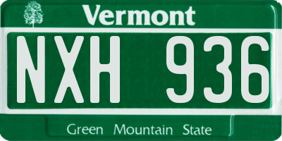 VT license plate NXH936