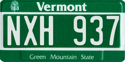 VT license plate NXH937