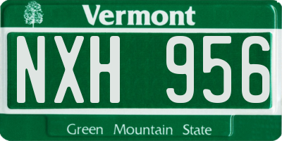 VT license plate NXH956