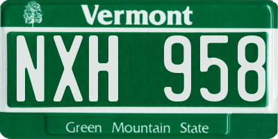 VT license plate NXH958
