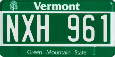 VT license plate NXH961