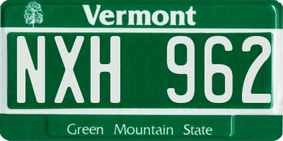 VT license plate NXH962