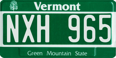 VT license plate NXH965