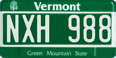 VT license plate NXH988