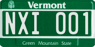 VT license plate NXI001