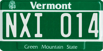 VT license plate NXI014