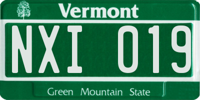 VT license plate NXI019